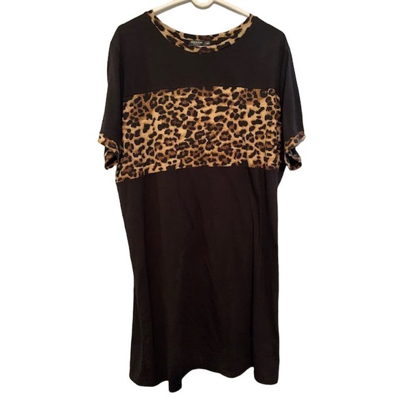 SHEIN Tops - "Shein Curve" Women's Black/Leopard Dress - Size 4XL